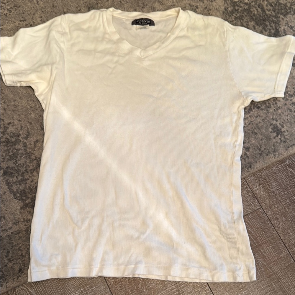 Men's White V-Neck Shirt